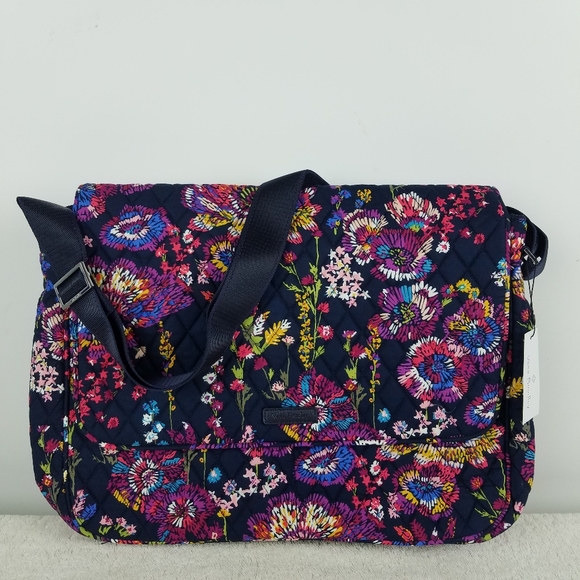 Vera Bradley Handbags - Vera Bradley Messenger Bag Midnight Wildflowers
